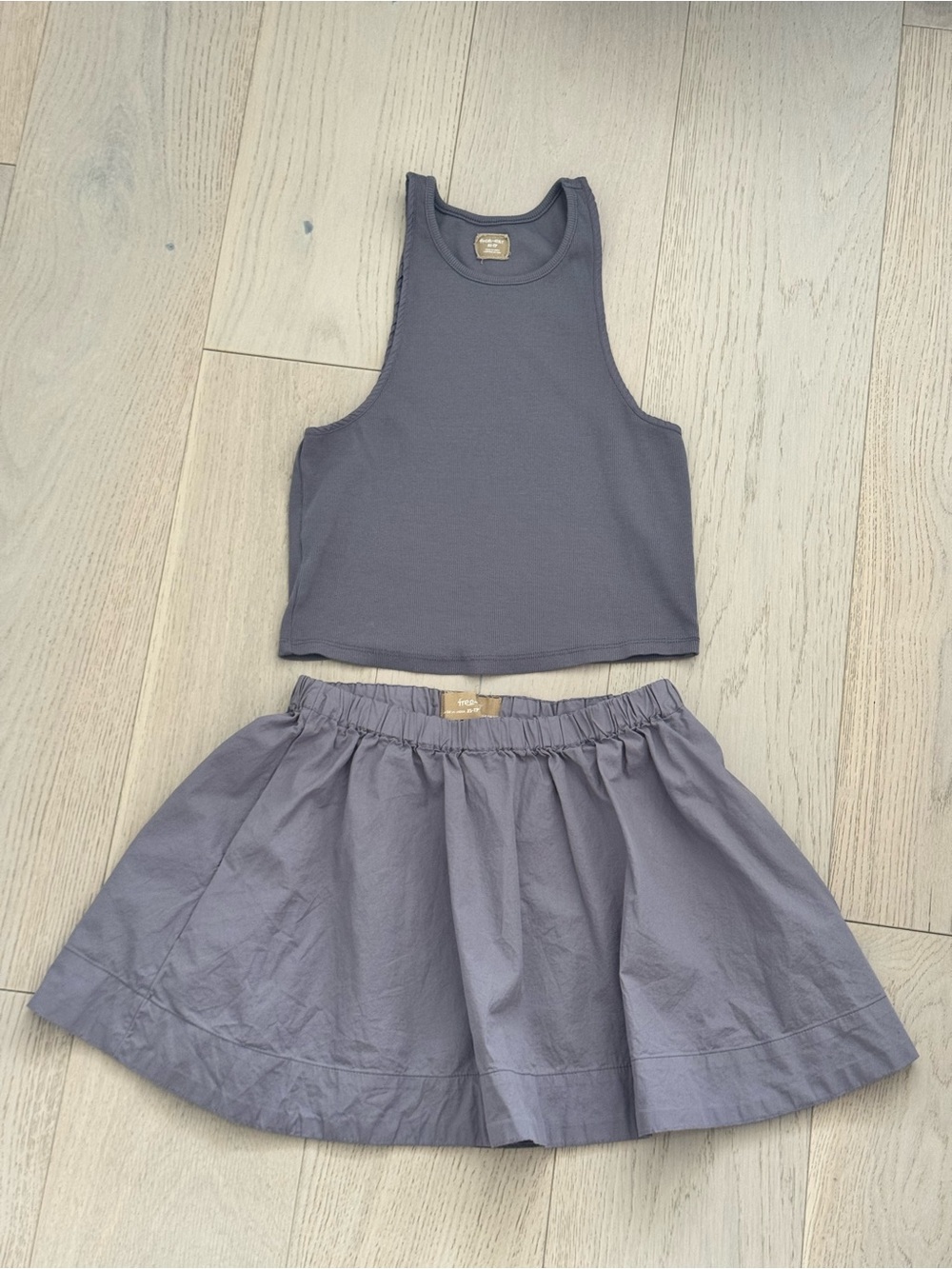 Free People Gray Blue Crop Tank & Mini Skirt Matching Set XS - Picture 1 of 8